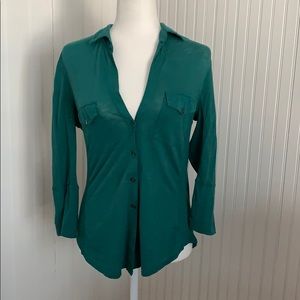 James Perse green button fitted up shirt - sz 3